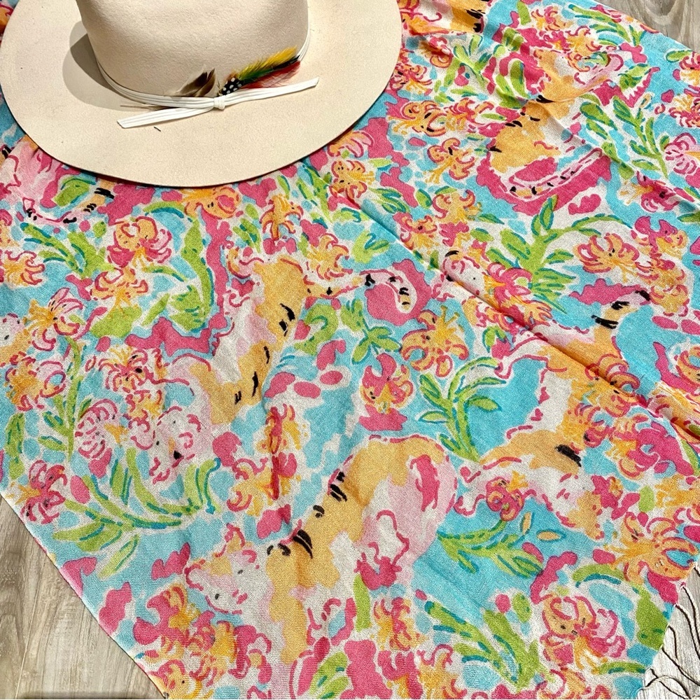 Gauzy floral tiger floral boho scarf/wrap w vacay resort beach vibe